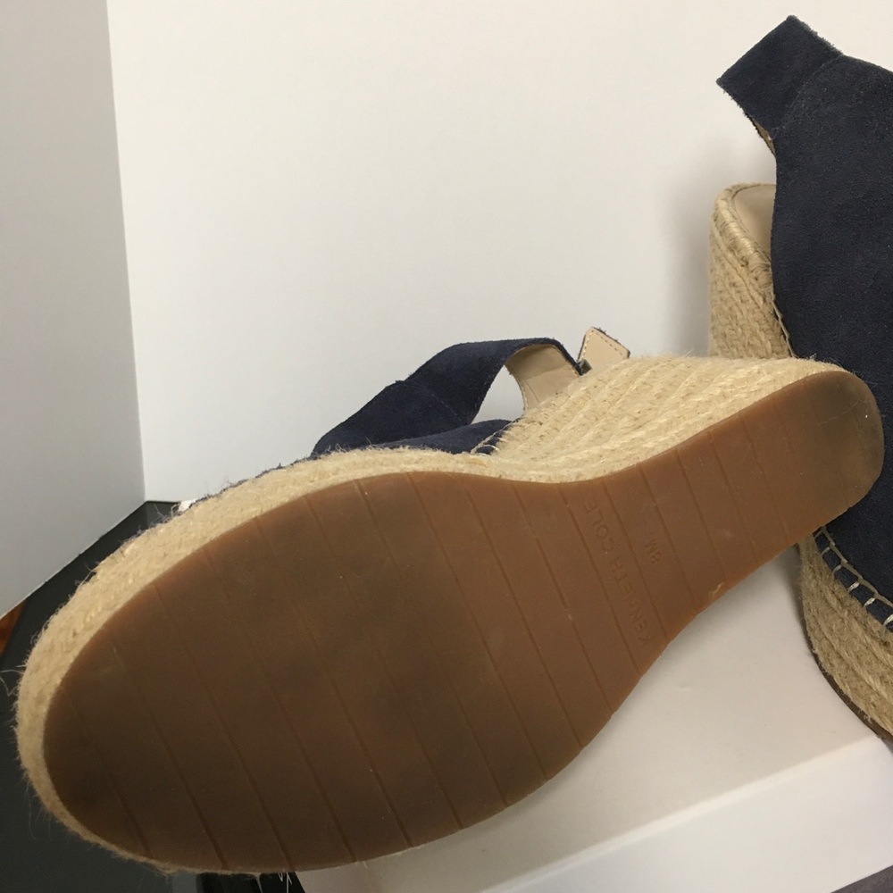 Kenneth Cole Olivia Women’s Navy Suede Espadrille Wedge Sandals - Picture 3 of 4